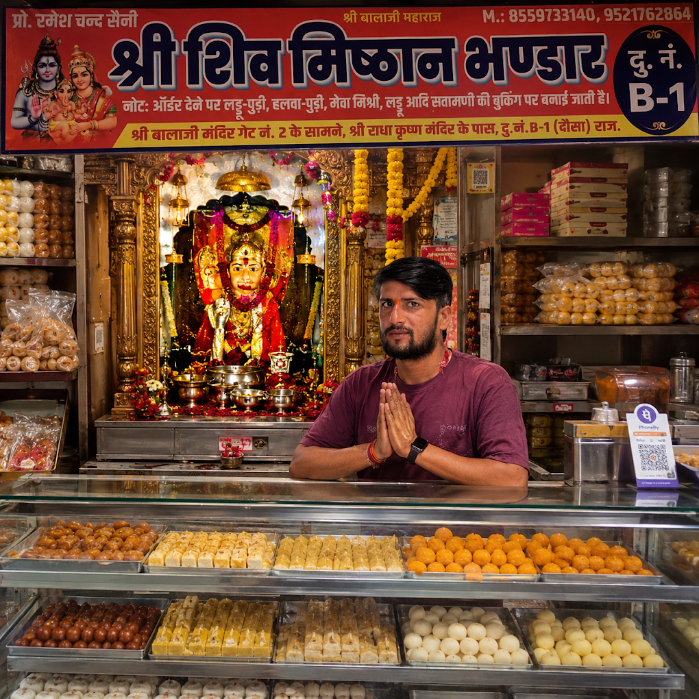 Mehandipur Balaji Sawamani Online Booking at Shree Shiv Misthan Bhandar